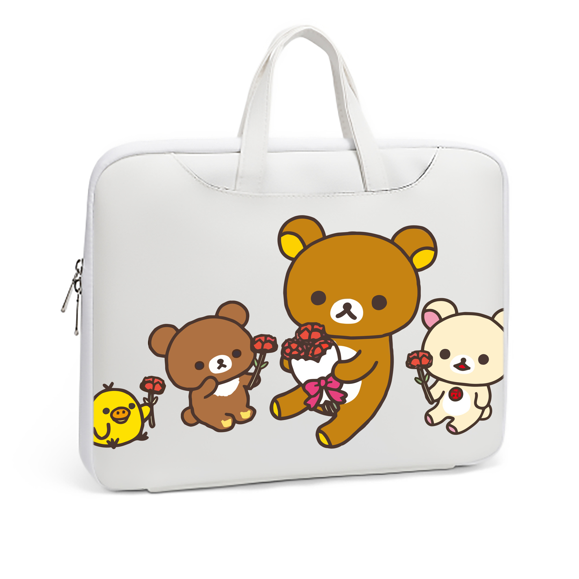 （画像用） リラックマ リラックマ キイロイトリ Rilakkuma Korilakkuma Kiiroitori レザーラップトップバッグ　ノートパソコンケース