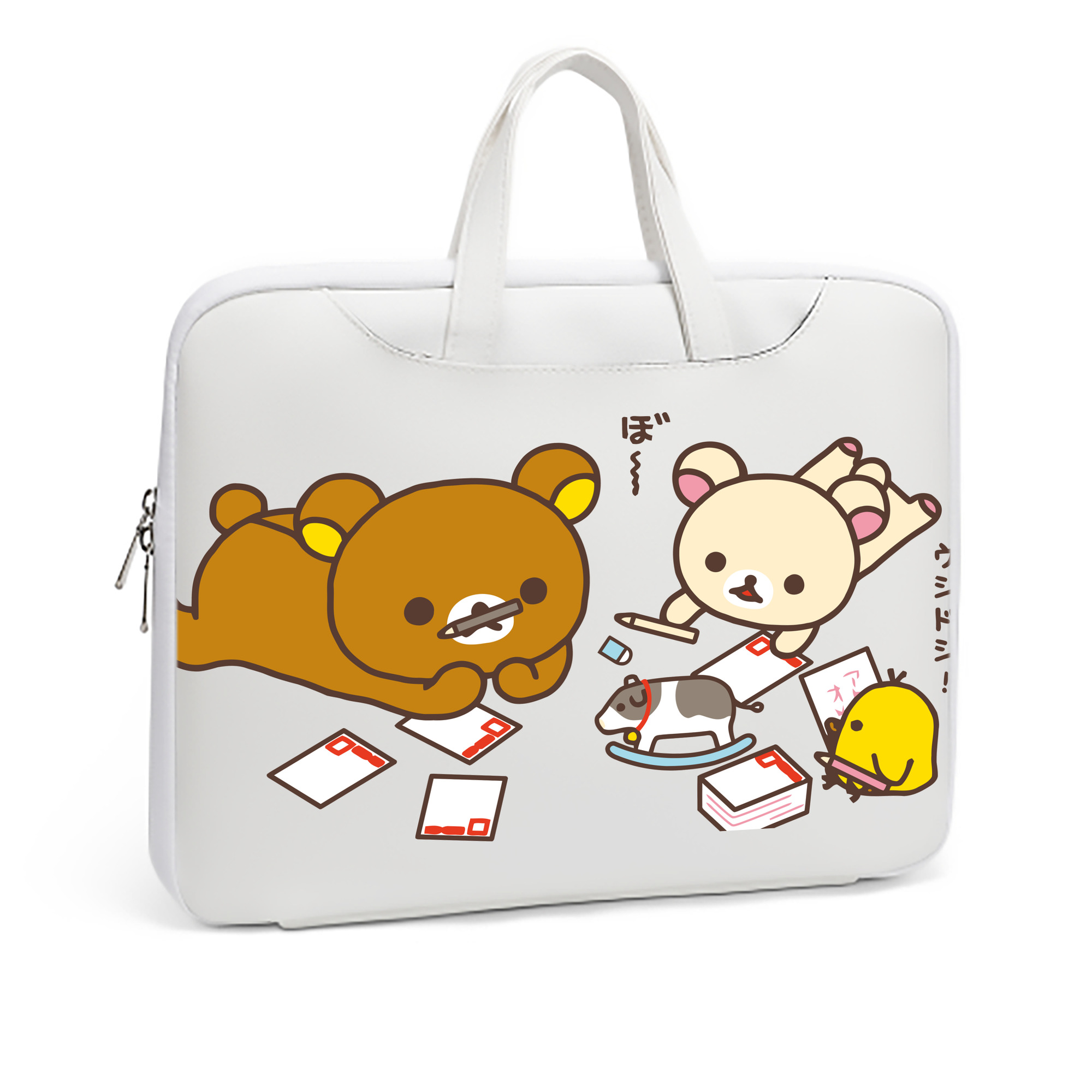 （画像用） リラックマ リラックマ キイロイトリ Rilakkuma Korilakkuma Kiiroitori レザーラップトップバッグ　ノートパソコンケース