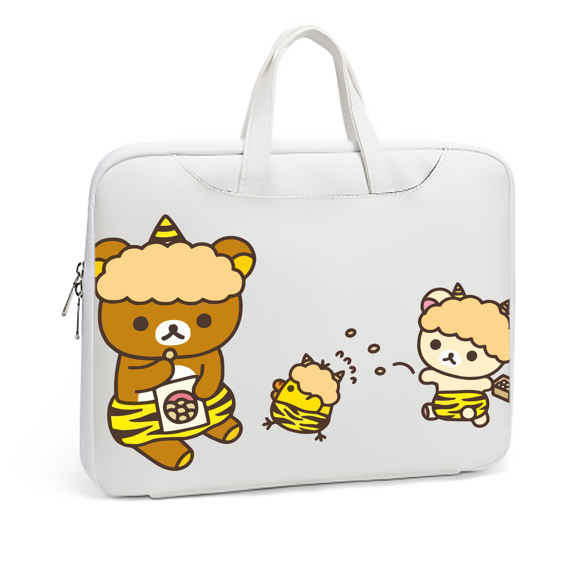 （画像用） リラックマ リラックマ キイロイトリ Rilakkuma Korilakkuma Kiiroitori レザーラップトップバッグ　ノートパソコンケース