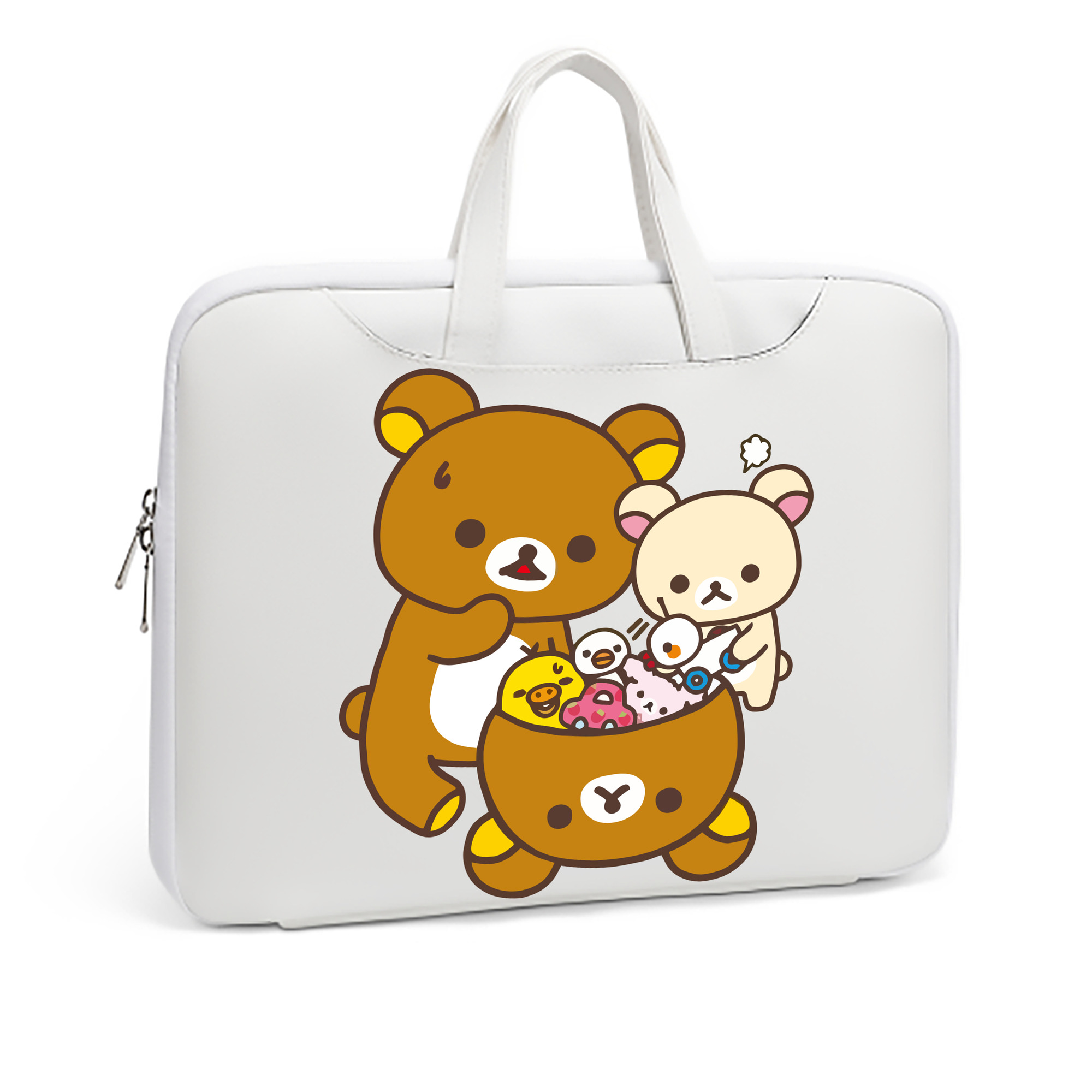 （画像用） リラックマ リラックマ キイロイトリ Rilakkuma Korilakkuma Kiiroitori レザーラップトップバッグ　ノートパソコンケース