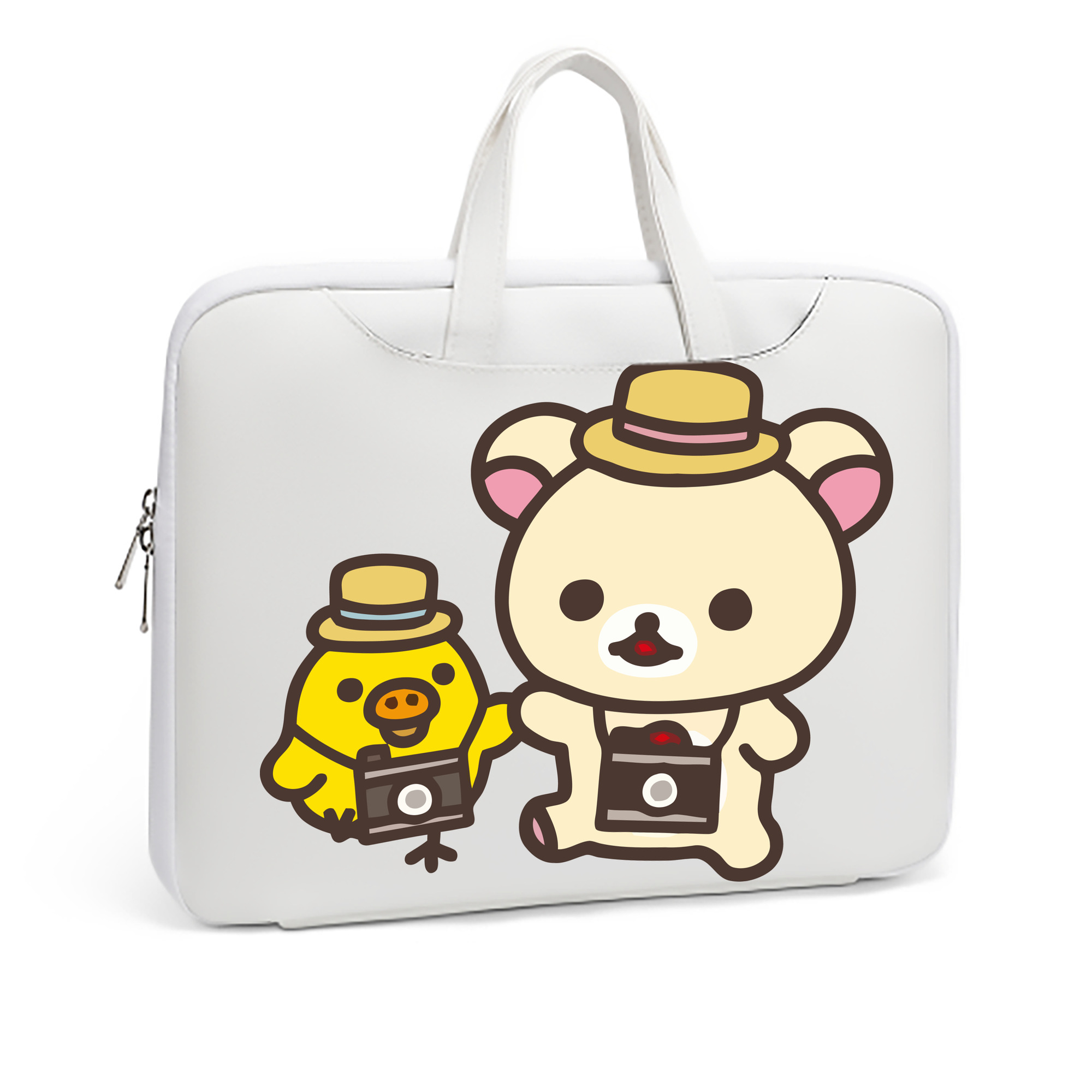 （画像用） リラックマ リラックマ キイロイトリ Rilakkuma Korilakkuma Kiiroitori レザーラップトップバッグ　ノートパソコンケース