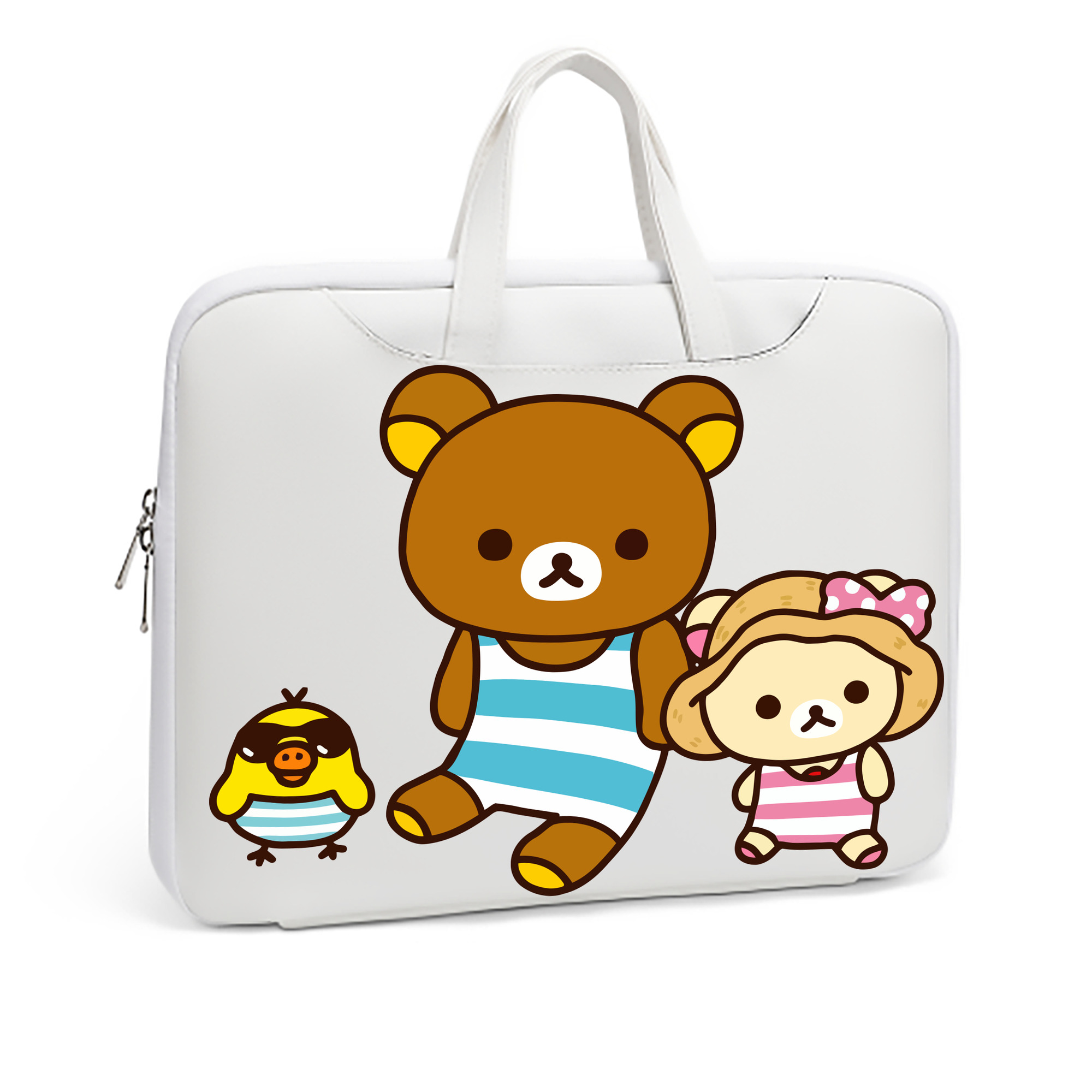 （画像用） リラックマ リラックマ キイロイトリ Rilakkuma Korilakkuma Kiiroitori レザーラップトップバッグ　ノートパソコンケース