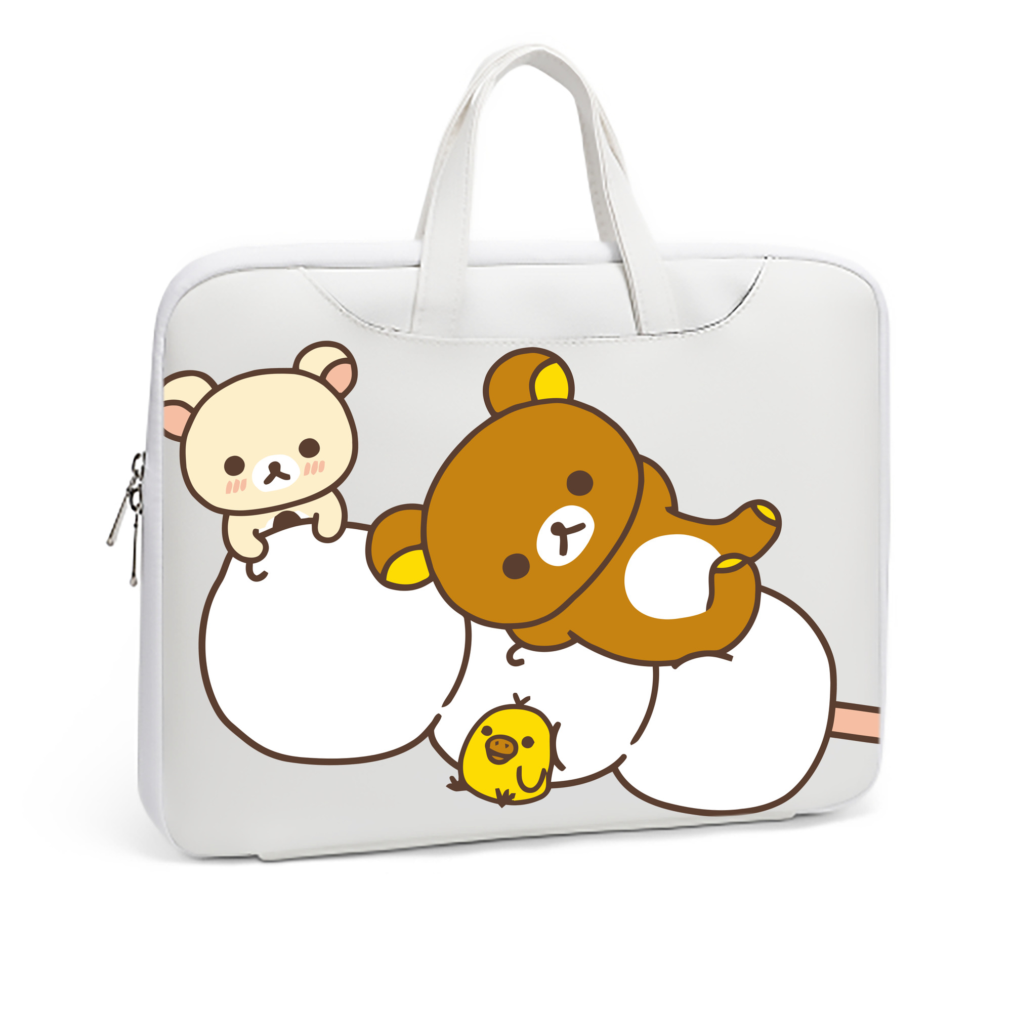 （画像用） リラックマ リラックマ キイロイトリ Rilakkuma Korilakkuma Kiiroitori レザーラップトップバッグ　ノートパソコンケース