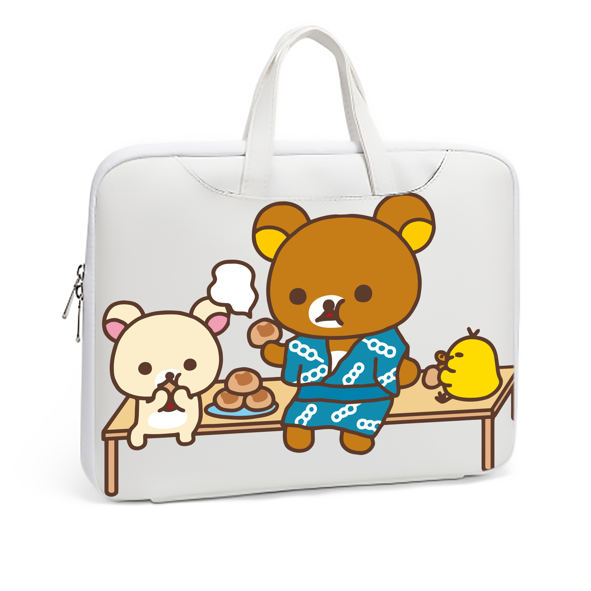 （画像用） リラックマ リラックマ キイロイトリ Rilakkuma Korilakkuma Kiiroitori レザーラップトップバッグ　ノートパソコンケース